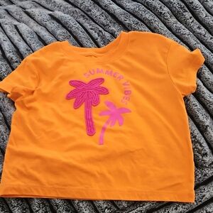 Cat & Jack Orange Tee with Pink Palm Design